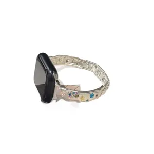 Edelstahl Metall Uhrenarmband mit bunten Kristallsternen für Apple Watch Ersatzarmband.