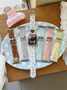 Correa de reloj colorida gelatina estrella corazón compatible Apple Watch, suave y elegante.