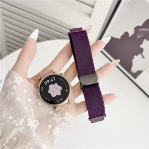 Lila Nylon Magnet Uhrenarmband Ersatz gewebtes Loop Armband fuer Smartwatch Zubehoer