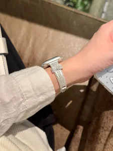 Rhinestone Bowknot Metal Watch Strap Compatible with Apple Watch Silver Bling Replacement Band