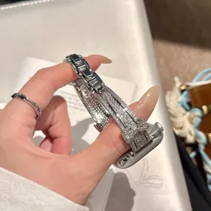 Sparkling rhinestone bow watch strap compatible with apple watch luxury replacement band