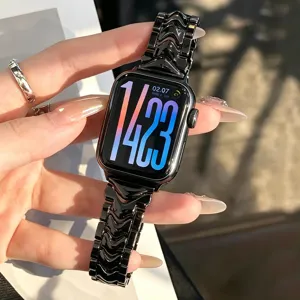 Schwarzes Metallarmband kompatibel mit Apple Watch, hochwertiges Ersatzarmband für Smartwatch.