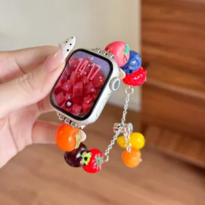 Cinturino per orologio in resina colorata con ciondoli di frutta per smartwatch