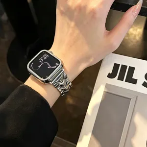 Luxus Metall Uhrenarmband mit funkelnden Strasssteinen, edler Ersatzriemen für Smartwatch.