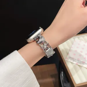 Metall Leder Uhrenarmband mit Herz und Stern Anhängern, kompatibel mit Apple Watch Serie.