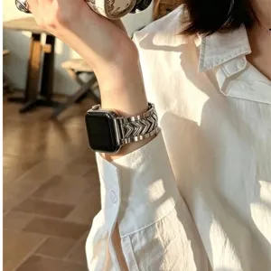 Metallarmband kompatibel mit Apple Watch, elegantes Edelstahl Ersatzarmband modisch.