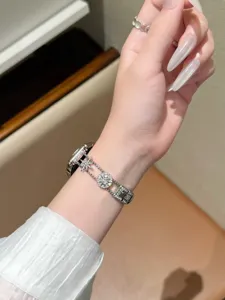 Stern Diamant Metall Armband Detailansicht, elegante Kristallkette fur Smartwatch Zubehoer