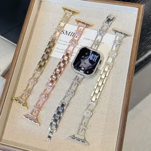 Luxus Metall Smartwatch Armband Strass Stern Kette Strap Kompatibel Mit Uhr Damen Mode Schmuck