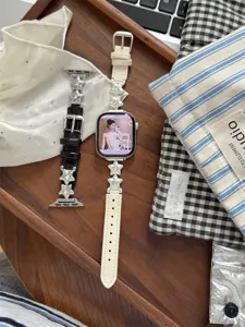 Bracelet de montre en cuir étoile de remplacement compatible Apple Watch, design élégant