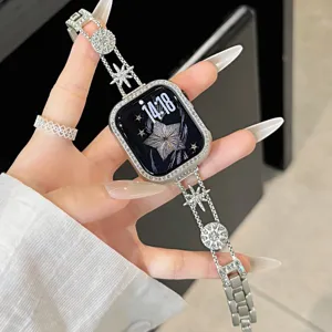 Metall Strass Stern Uhrenarmband kompatibel mit Apple Watch, glänzendes Luxus Armband für Damen.