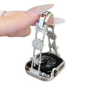 Strass Stern Metall Uhrenarmband kompatibel mit Apple Watch Serie 10 9 8 SE Luxus Armband