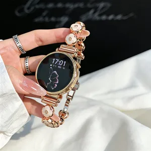 Smartwatch Strap Zinc Alloy Clover Rhinestone Replacement Band For Apple Watch Samsung Huawei Xiaomi