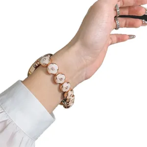 Metal four leaf clover watch strap compatible with apple samsung smartwatch luxury bracelet band