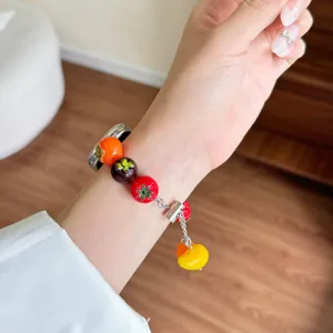 Bellissimo cinturino per orologio in resina con perline di frutta e verdura compatibile