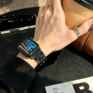 Luxus Metall Uhrenarmband für Apple Watch, stilvolles Wellendesign, Premium Zubehör.