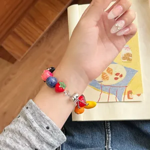 Cinturino per orologio in perline di frutta in resina compatibile con smartwatch moda trendy