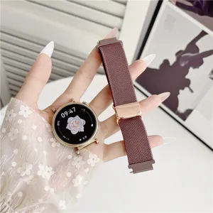Detaillierte Ansicht des Nylon Magnet-Ersatzuhrarmbands mit sicherem Metallverschluss.