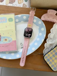 Correa de reloj jelly de estrella rosa translúcida compatible smartwatch, silicona.