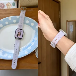 Correa de reloj jelly transparente con estrellas para Apple Watch pulsera morada