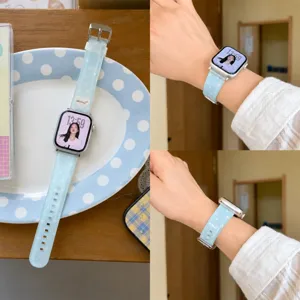 Vista detallada de la correa de reloj gelatina estrella transparente, compatible Apple.