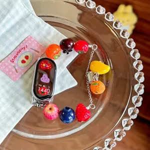 Cinturino per Orologio in Resina con Perline di Frutta e Verdura Per Cinturino di Ricambio per Smartwatch Accessori di Gioielleria alla Moda