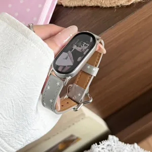 Bracelet de montre intelligent en cuir élégant avec motif étoiles et boucle ardillon en métal stylé