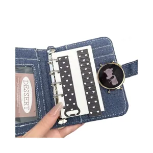 Denim style smart watch band strap set with cute heart pattern for daily fashion wear.