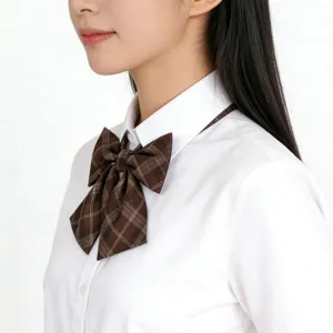 Nœud papillon à carreaux marron style uniforme japonais JK accessoire chemise détail