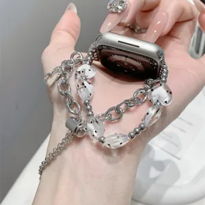 Polka-Punkt Herz Kette Uhrenarmband kompatibel mit Apple Watch Series 10 9 8 SE modisch