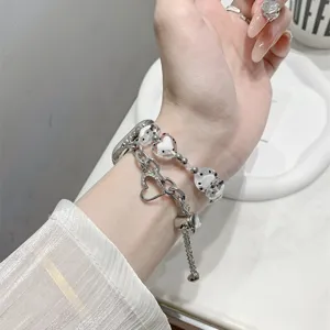 Modisches Polka Dot Herz Kette Uhrenarmband Ersatz kompatibel mit Apple Watch Serie