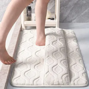 Detailansicht der weichen saugfähigen Jacquard Badezimmer Fußmatte mit rutschfester Struktur.
