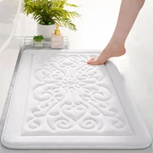 Weißer Jacquard Badematte weich saugfähig Flanell rutschfeste Badvorleger für Zuhause.
