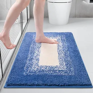 Tappeto da bagno soffice blu antiscivolo assorbente in peluche di pelliccia sintetica per doccia