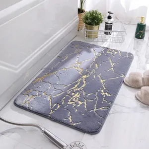 Alfombra de baño con patrón de mármol gris antideslizante suave absorbente para decoración