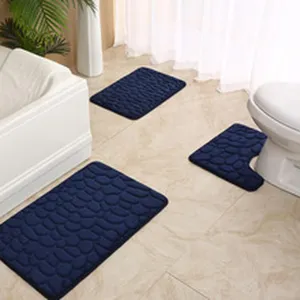 Pebble Textured Non Slip Absorbent Bathroom Rug And Mat Set Memory Foam Floor Mats For Toilet Tub And Shower Room