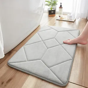 Tappeto da bagno geometrico grigio, tappetino antiscivolo assorbente in peluche per la casa.