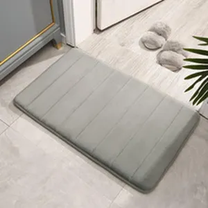 Alfombrilla de baño de espuma viscoelástica gris, alfombra absorbente antideslizante para baño detalle
