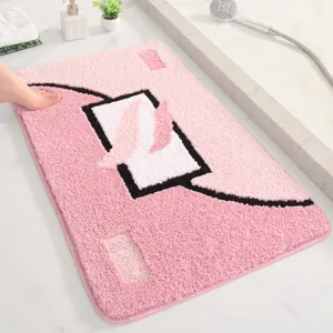 Zerbino Assorbente Floccato Tappetino Antiscivolo per Bagno Tappeto d'Ingresso Geometrico Ispessito per Casa Soggiorno Camera da Letto