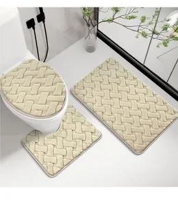 Plush faux rabbit hair bathroom mat set, thick absorbent toilet rug and floor mats.