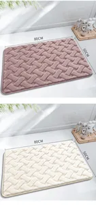 Detailed view of plush rabbit faux fur floor mat with woven texture, soft absorbent rug.