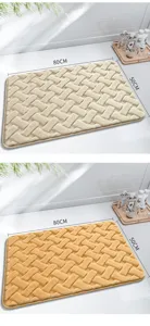 Plush faux rabbit fur bath mat detail, soft woven texture, anti-slip backing for home bathroom.