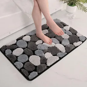 Tapis de bain galet moelleux, tapis de sol absorbant antidérapant pour salle de bain.