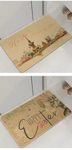 Non-slip absorbent linen floor mat for entrance, hallway and bathroom home decor use.