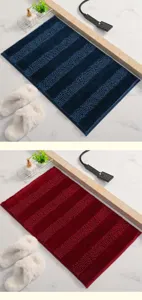Detailansicht der weichen saugfähigen Badematte mit Streifenstruktur und rutschfester Rückseite.