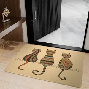 Linen Printed Doormat Anti-Slip Absorbent Floor Mat For Home Entrance Hallway Bathroom Kitchen Wear-Resistant Rug