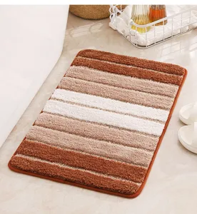 Striped bath mat absorbent non slip floor rug for bathroom kitchen home decor cozy soft plush