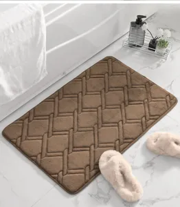 Tappeto da bagno spessa in memory foam, morbido tappeto antiscivolo marrone per bagno e salotto.