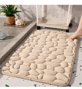 Memory foam pebble bath mat, ultra-absorbent and anti-slip floor mat for bathroom bedroom.