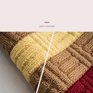 Multi-color striped non-slip floor mat soft plush door rug for living room bathroom