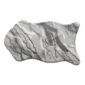 Grey marble pattern irregular fuzzy faux rabbit fur rug soft bedside mat living room decor